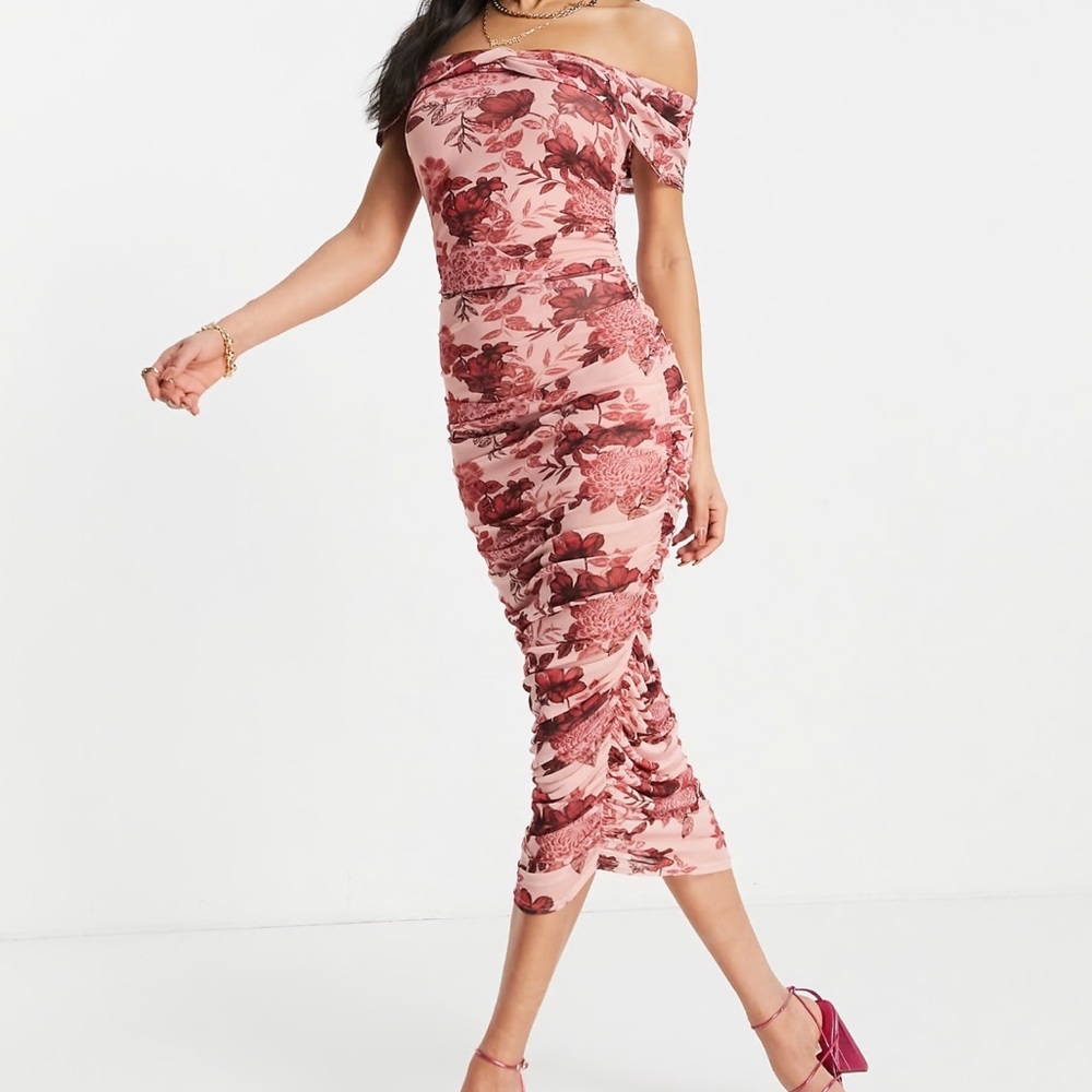 ASOS Floral Pink Midi Dress